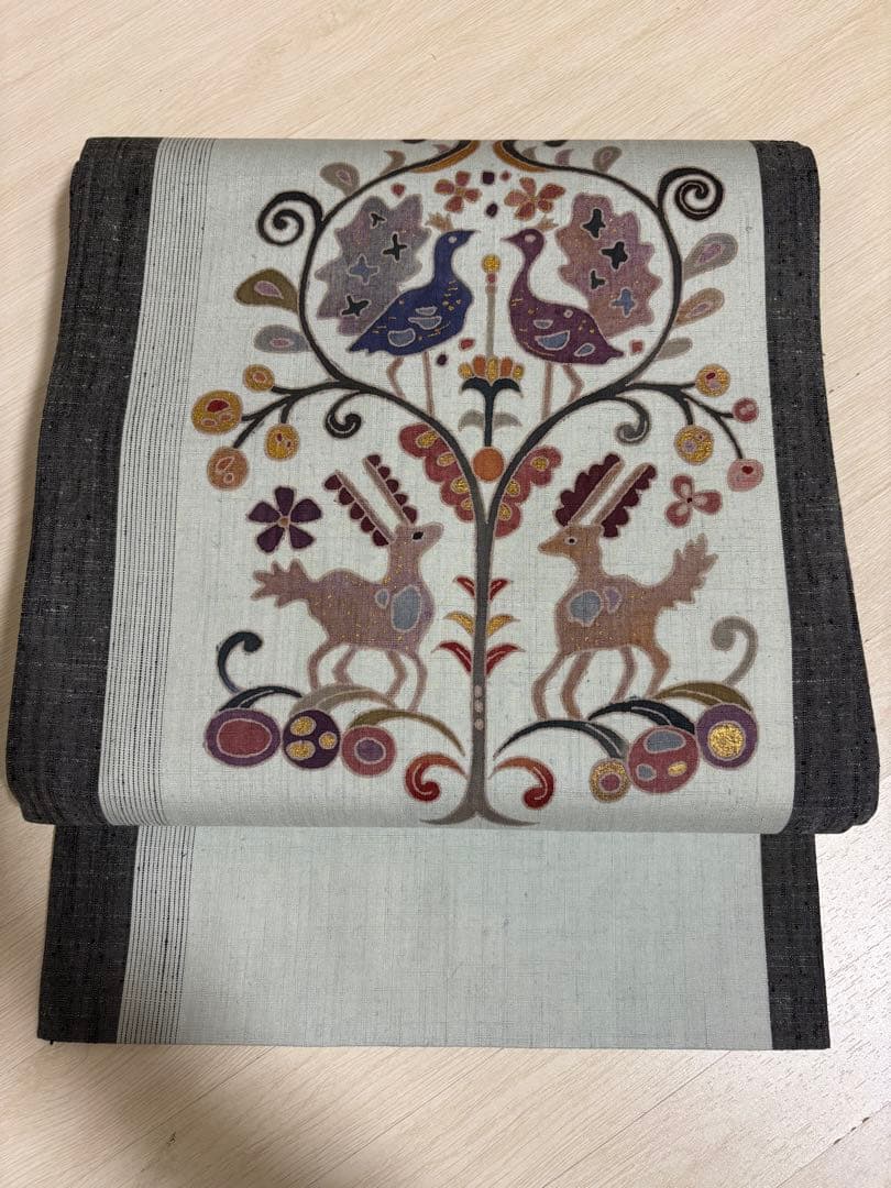 作家物 お洒落な染の紬の名古屋帯 o-65♥に近い