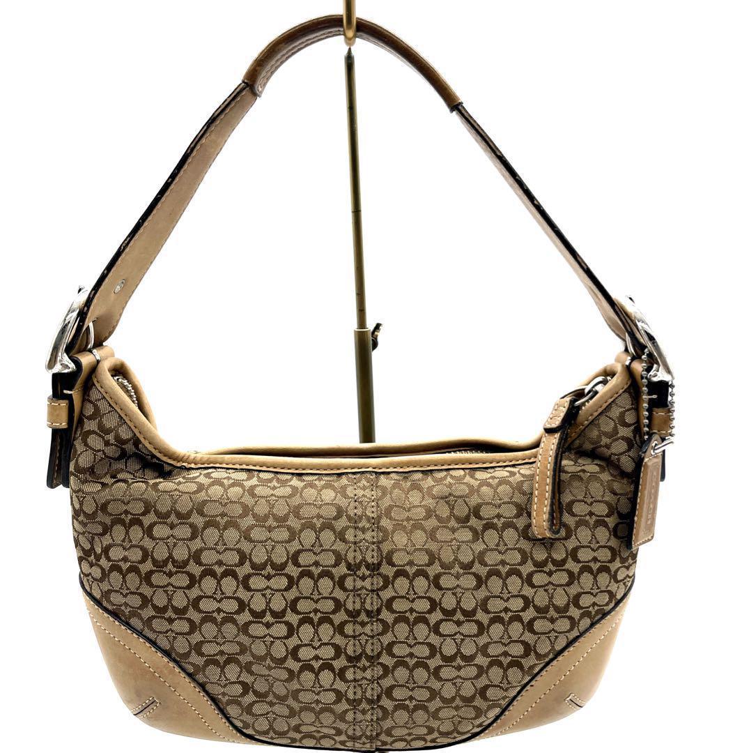 美品】COACH アクセサリーポーチ ロゴ型押し レザー ミニバッグ