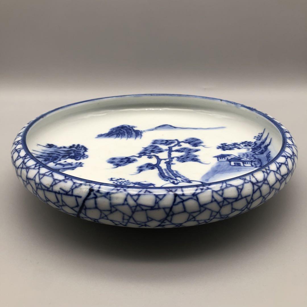 美品　陶器　年代物　盛り皿　飾り絵皿　藍の色合いが素晴らしい　古道具 皿（～20㎝）一覧 | 名工たちの和食器「and POLITE（&ぽらいと）」