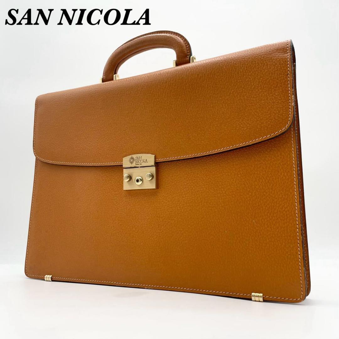 美品 SAN NICOLA サンニコラ ビジネスバッグ ブリーフケース レザー