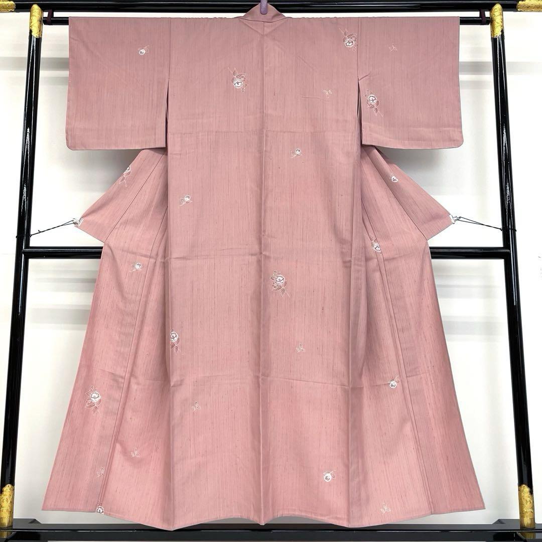 【数量限定】 着物と帯 時流】ヒ25685◇正絹 単衣 紬◇縦節紬 ピンク 美品 着物・浴衣