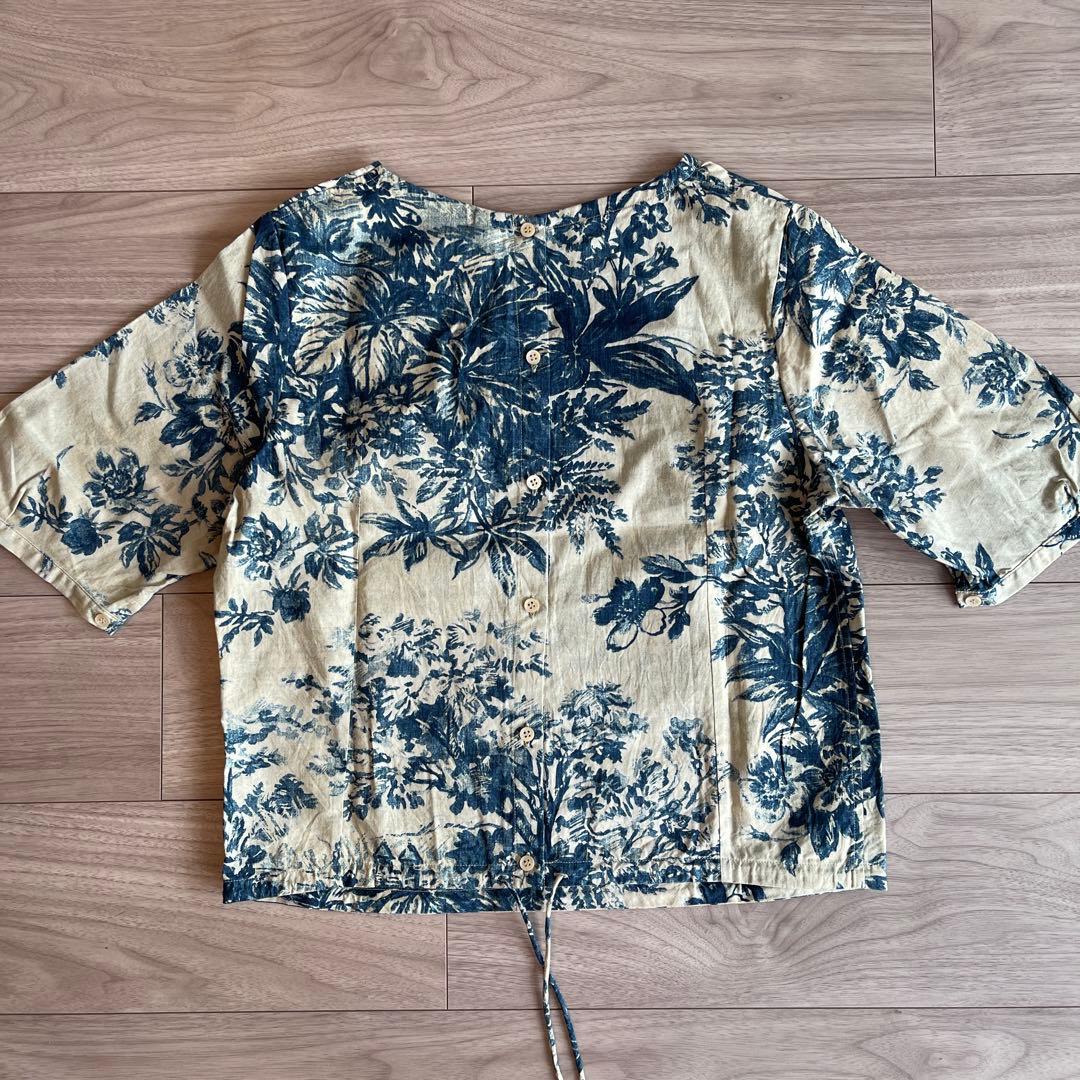 45R 45rpm フラワープリントの藍染めシャツ 45R 45rpm フラワープリントの藍染めシャツ