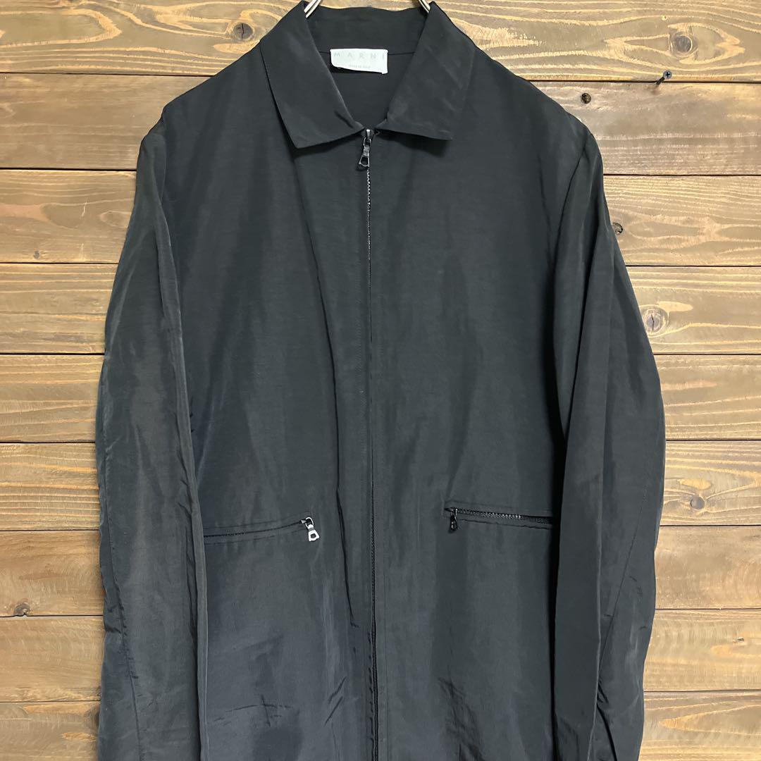 ★【マルニ】MARNI ブラック ロングコート ナイロンコート L