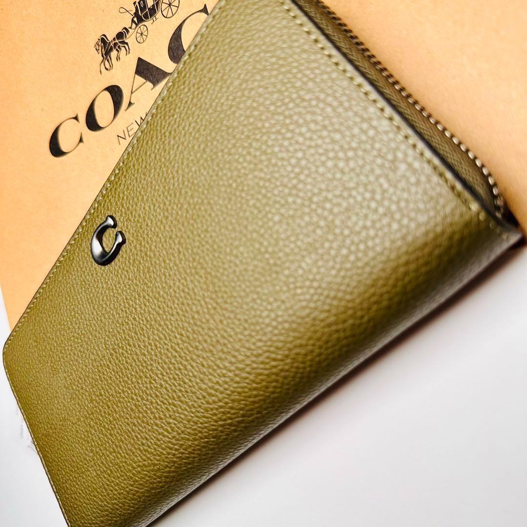 COACH長財布　コーチ長財布　アーミーグリーン