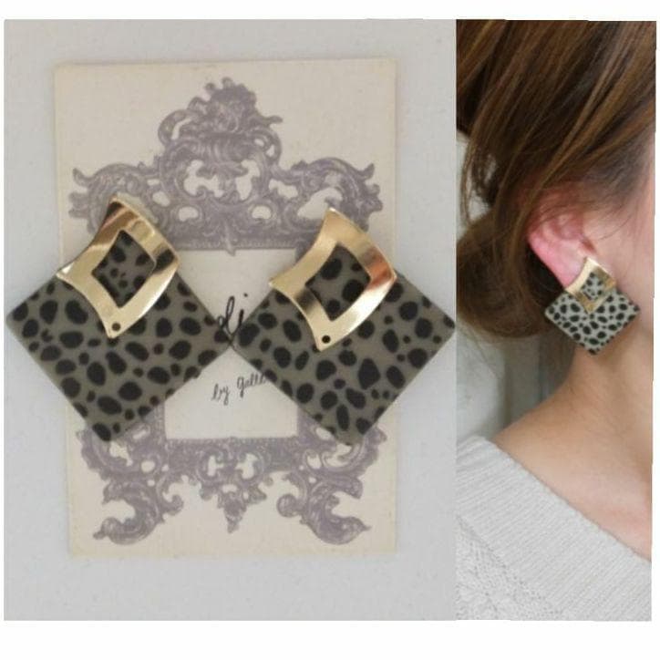 723＊スクエア ゴールド カーキ レオパード 大人可愛い 高見え プチプラ