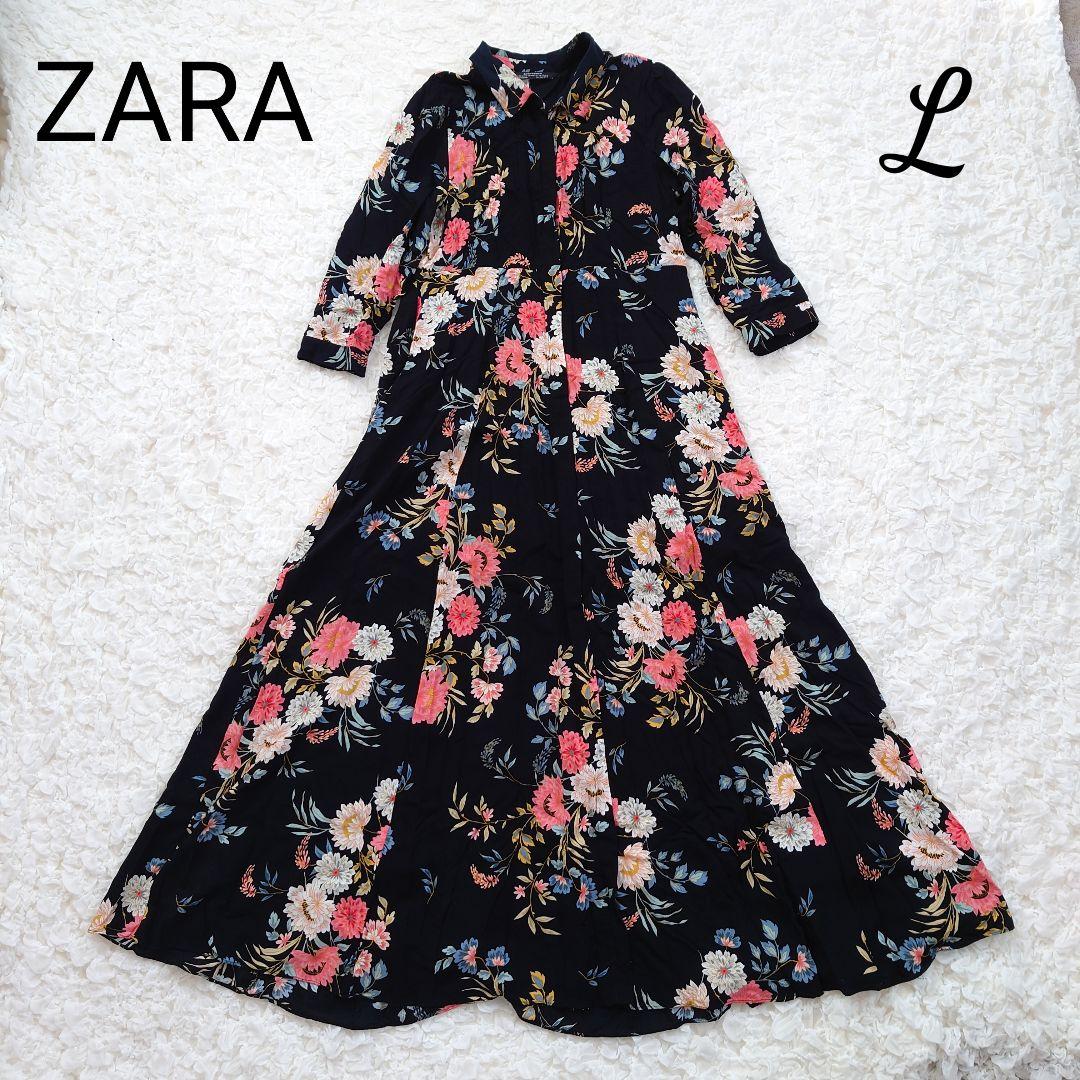 ZARA woman コレクション ザラ　和柄　花柄 ロングワンピース　L