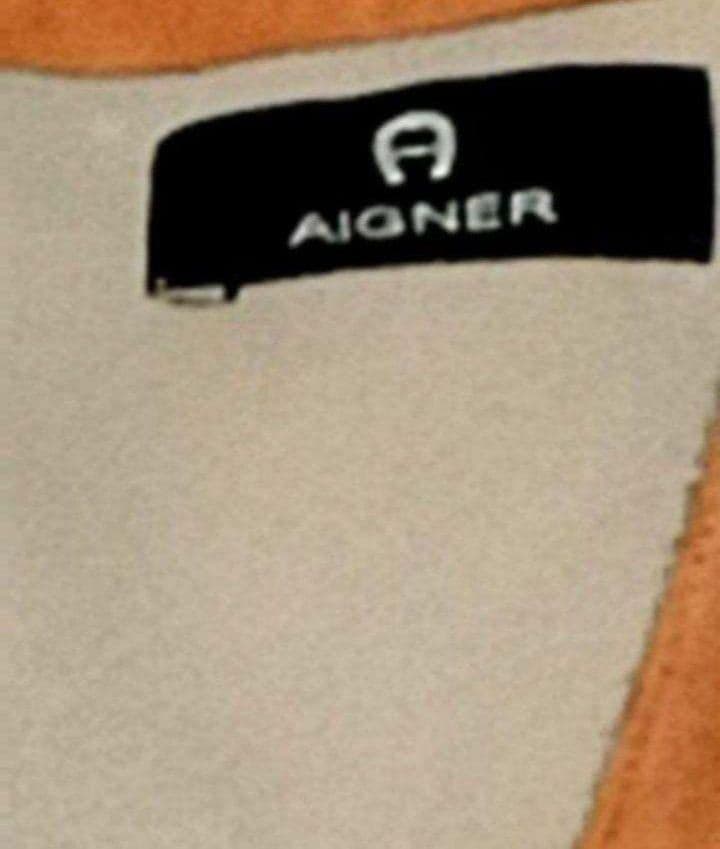 ●AIGNER●アイグナー●ワンピース●オレンジ●シルク●革●レザーM AIGNER