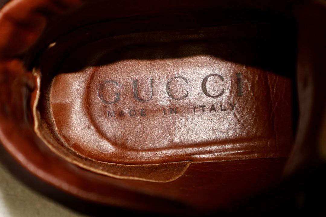 GUCCI ブーツ 37 レディース レースアップ レザー 革靴 茶 箱