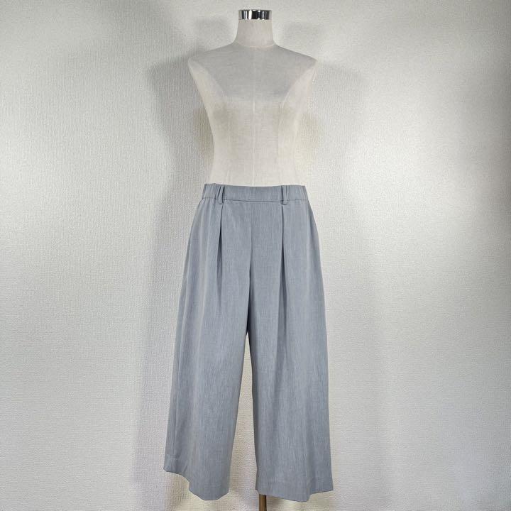 【美品】自由区 パンツ スラックス ワイド 大きいサイズ ゴムウエスト 1タック