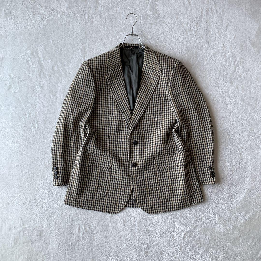 希少 DAKS ダックス ウール チェック柄 テーラードジャケット サイドベンツ