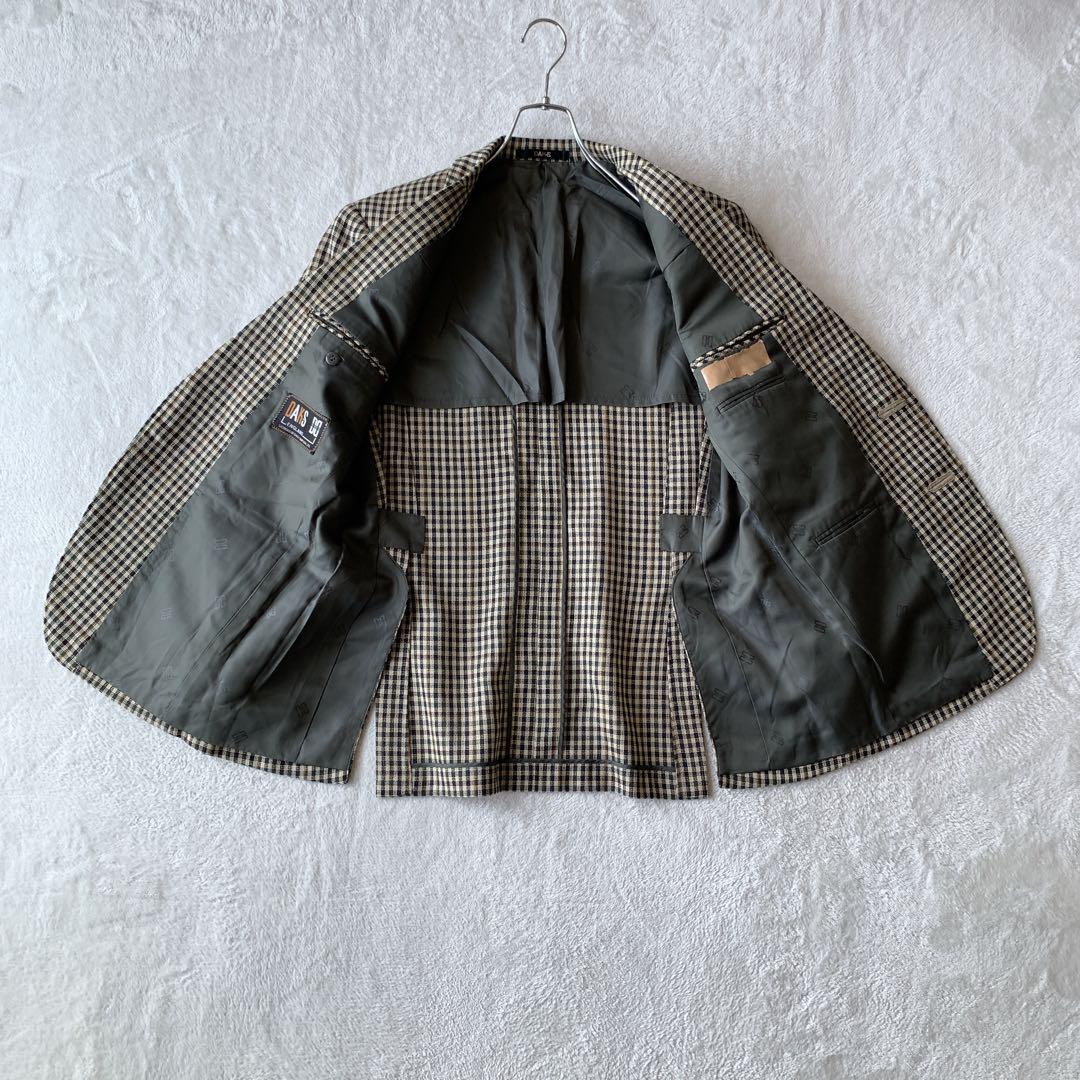 希少 DAKS ダックス ウール チェック柄 テーラードジャケット サイドベンツ