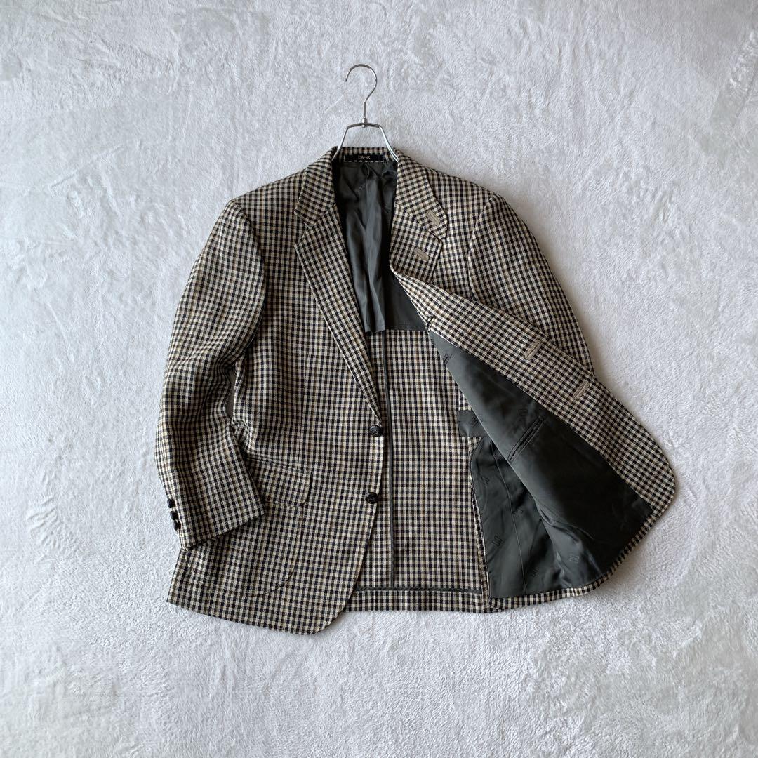 希少 DAKS ダックス ウール チェック柄 テーラードジャケット サイドベンツ