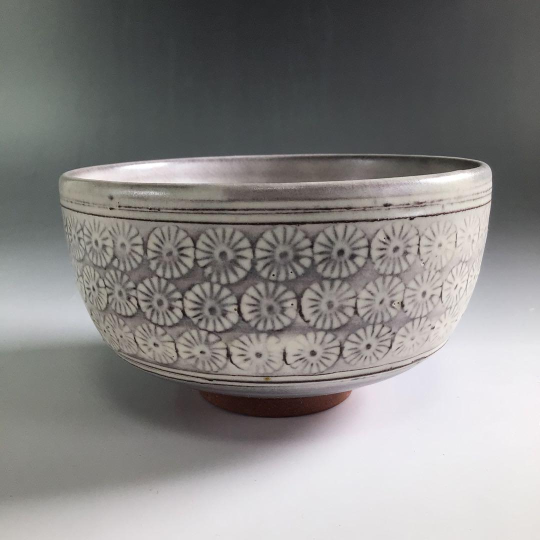 R583 茶碗 『京焼』『岡本和郎造』『三島手茶碗』 抹茶碗 共 R583 茶碗 『京焼』『岡本和郎造』『三島手茶碗』 抹茶碗 共