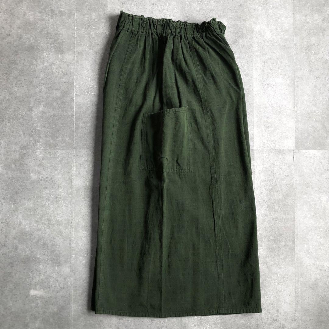 【美品】ヤンマ産業 会津木綿 キュロット グリーンインディゴ ガウチョパンツ