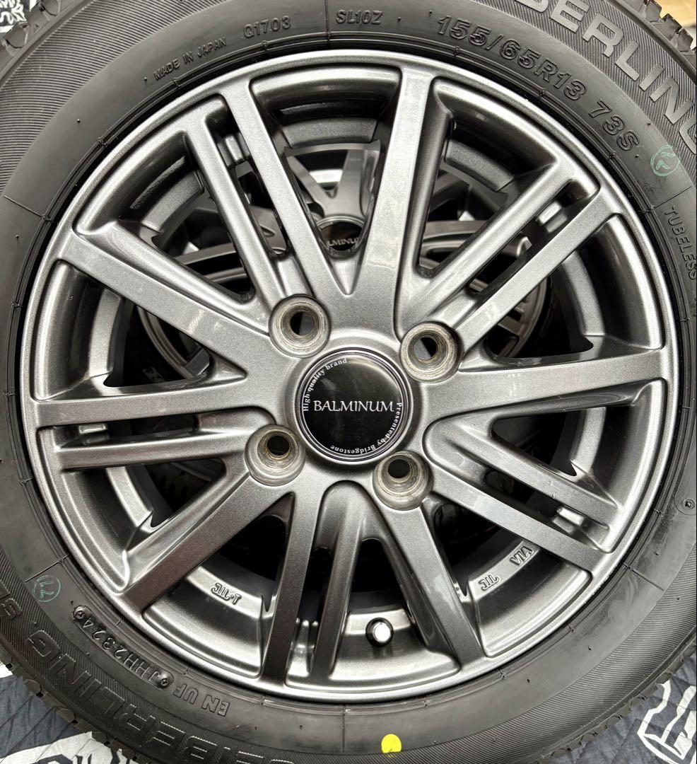 ㉔155.65.13 新品タイヤ4本と中古ホイールとナット付き