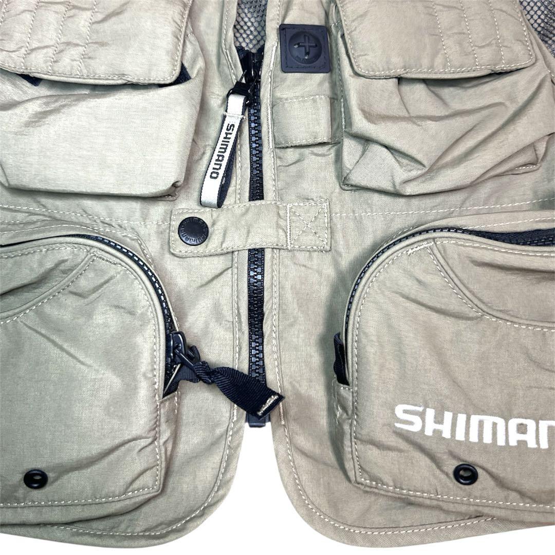 廃番【シマノ】撥水 フィッシング ベスト VE-034G 渓流 鮎釣りL