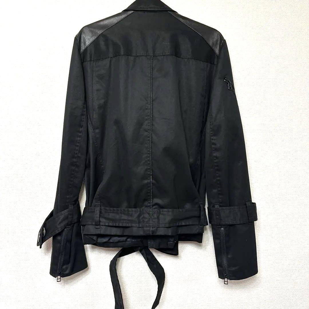 ☆SATORU TANAKA☆ブラック☆綿×レザー☆ライダースジャケット☆美品☆
