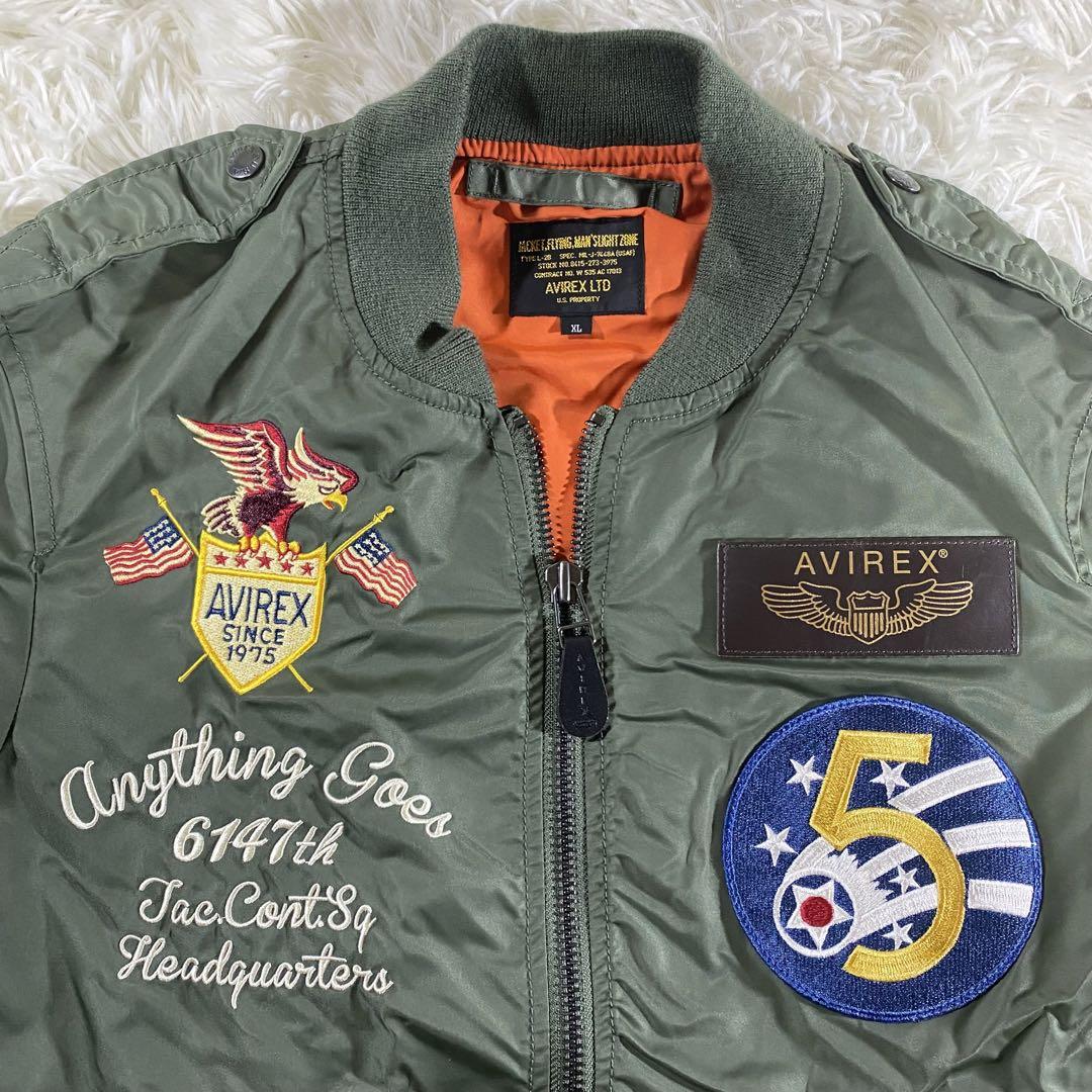 新品同様　AVIREX　サイズXL L-2 5th AIR FORCE オリーブ AVIREX ma1 ma-1 「WEB＆DEPOT限定」L-2 5th AIR FORCE / L-2