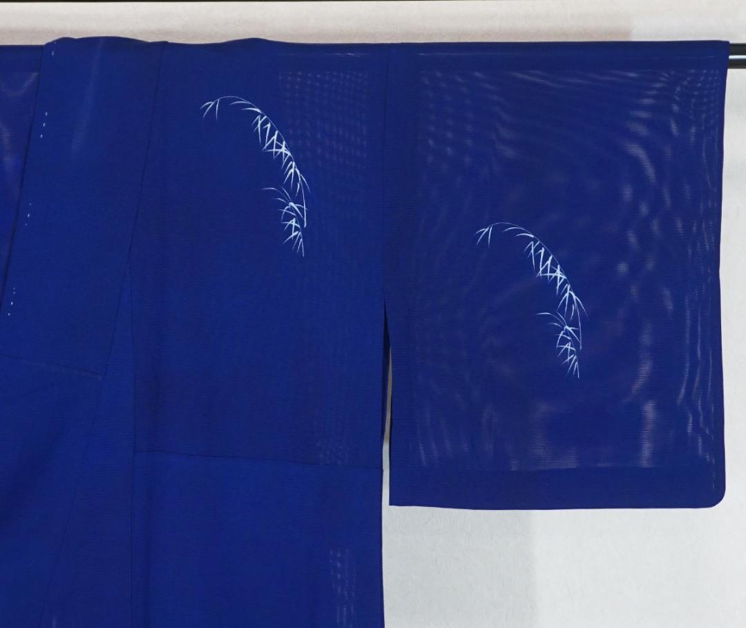 夏着物 絽 155cm 青 正絹付下げ訪問着 セミフォーマル 夏衣 a098