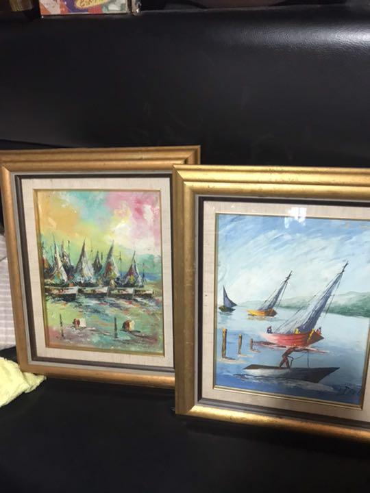 絵画、油絵、額、額縁、帆船油絵、帆船、額付き油絵 - メルカリ