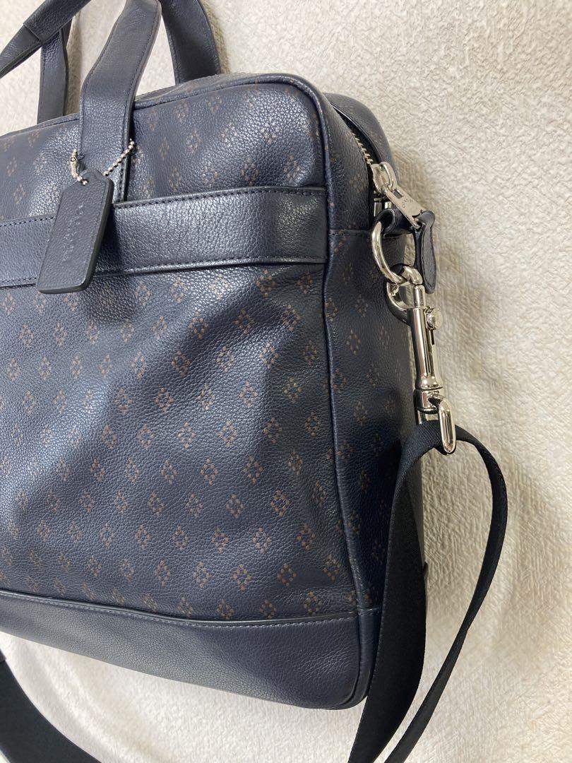 【美品】COACH『Hamilton』プリントレザー製2wayビジネスバッグ 青