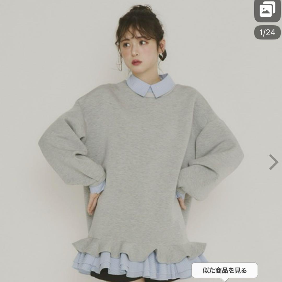 Olu. トレーナー フリルレイヤードダンボールスウェット ワンピース