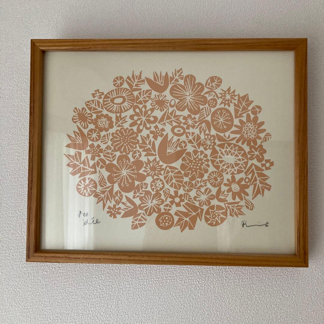 美品　希少　IDEE シルクスクリーン バーズワーズ フラワー