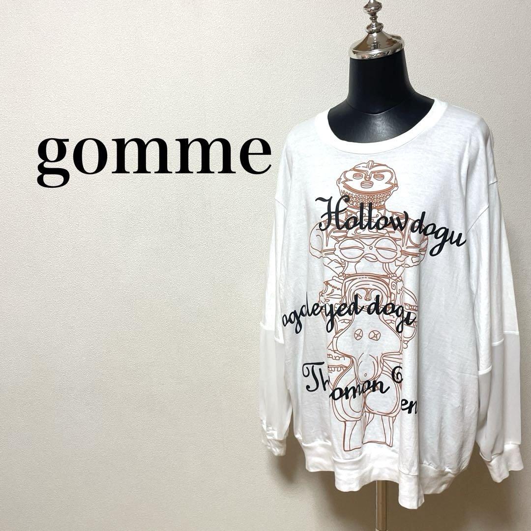 gomme カットソー Tシャツ 異素材切り替え シアー 個性的 日本製