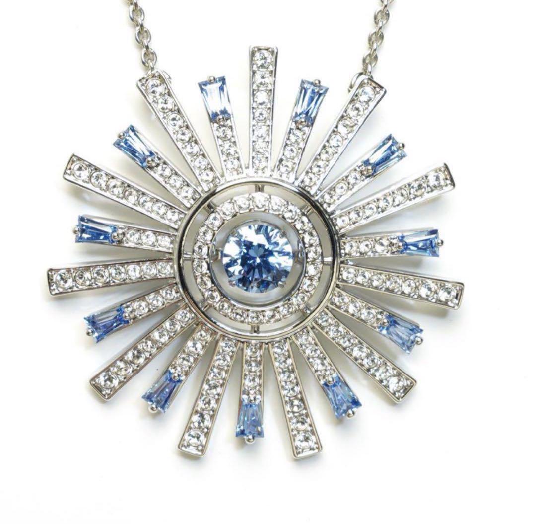 新品同様 SWAROVSKI スワロフスキー クリスタル ネックレス 青 箱付き