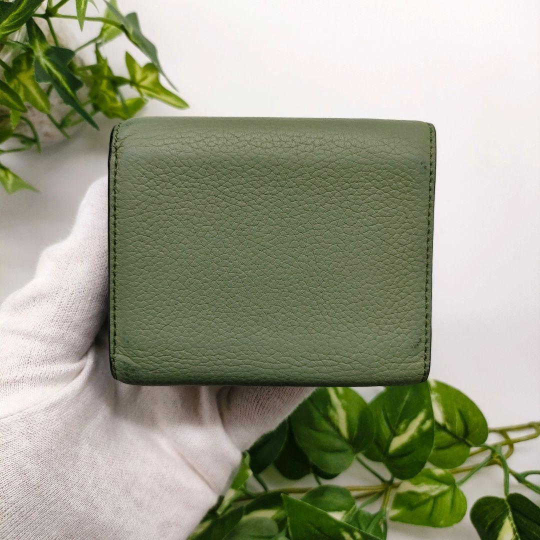 美品✨希少カラー✨ ロエベ 三つ折り財布 アナグラム金具 トライフォールド ロエベ 三つ折り財布 トライフォールドウォレット アナグラム