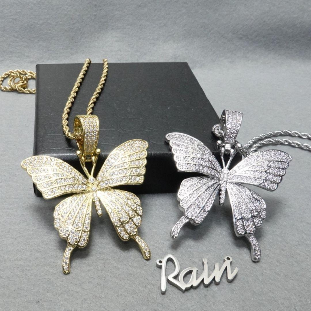 待望☆】 【シルバー】蝶 Butterfly ネックレス トップ ブリンブリン ネックレス 待望☆】 【シルバー】蝶 Butterfly ネックレス トップ ブリンブリン ネックレス