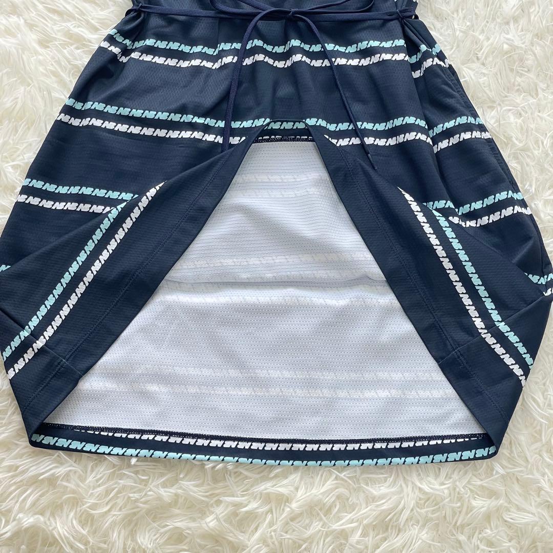 new balance golf ロゴ　ボーダー　半袖　ポロ　ワンピース　ネイビ