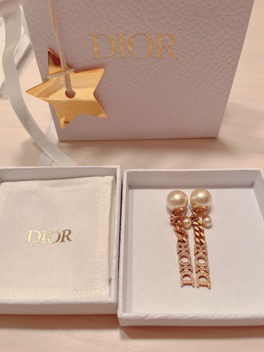 クリスチャンディオール♡パールピアス♡チェーン♡ゴールド