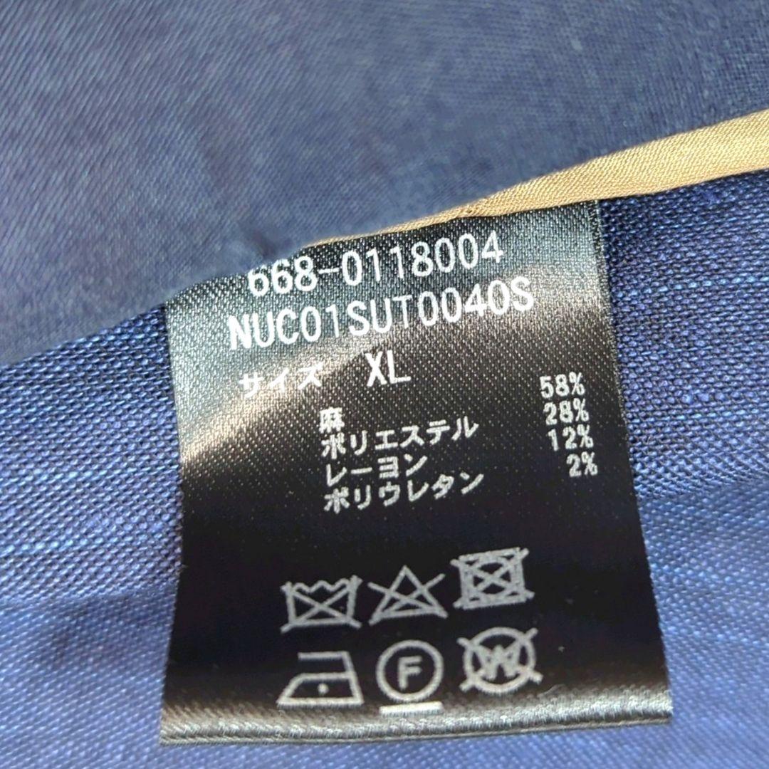 ナノユニバース　キャリーマン　スーツ　セットアップ　リネン　XL ネイビー　縦縞