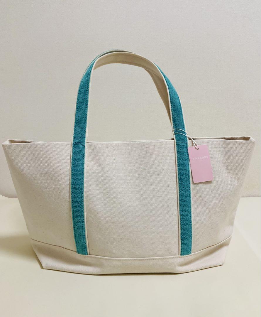新品 フェイラー キャンバストートバッグ 白 緑
