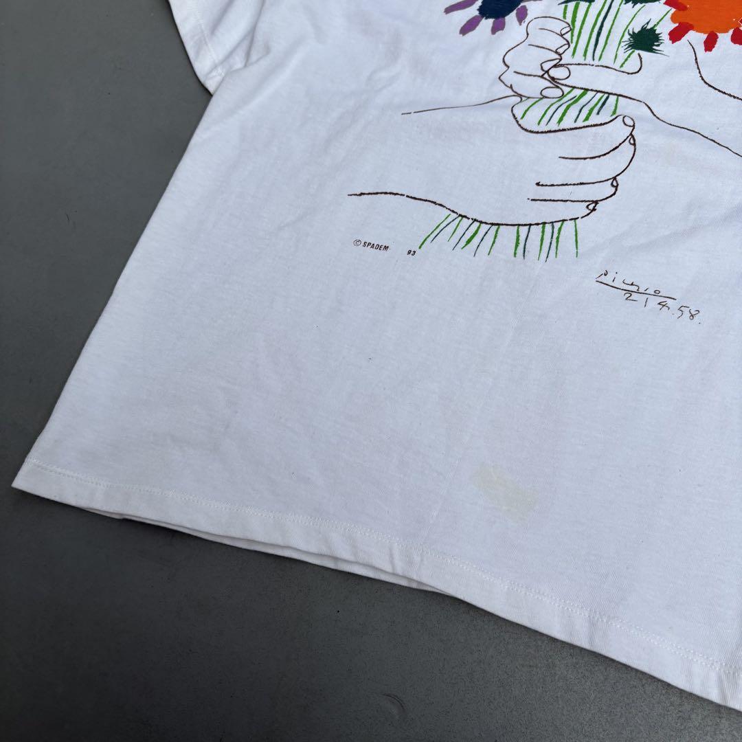 90s picasso deadstock 花持つ手　ART 半袖　Tシャツ