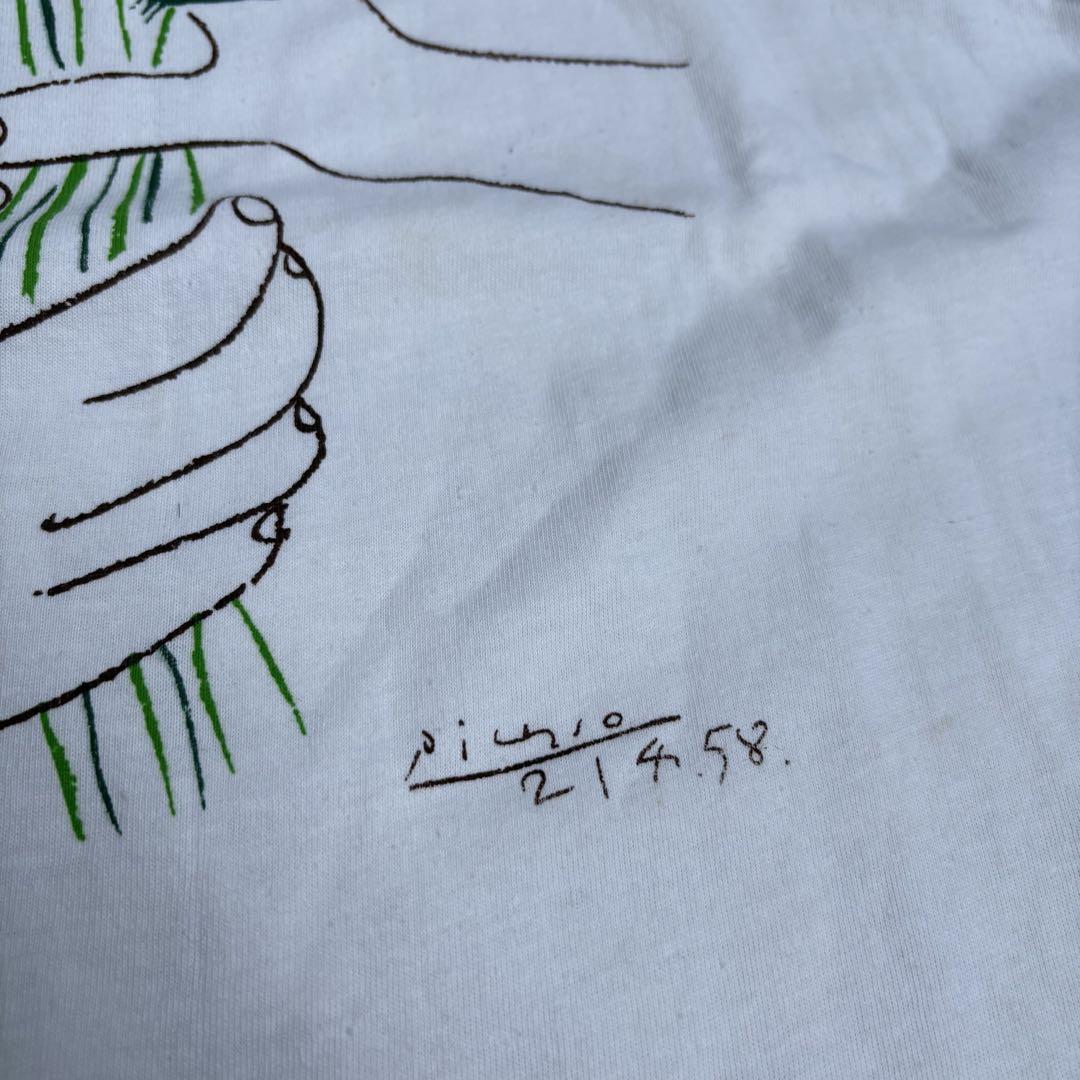 90s picasso deadstock 花持つ手　ART 半袖　Tシャツ