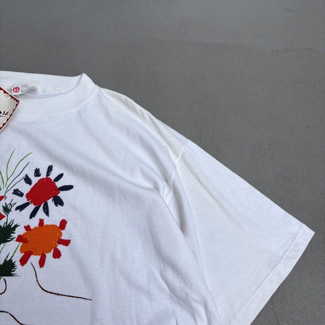 90s picasso deadstock 花持つ手　ART 半袖　Tシャツ