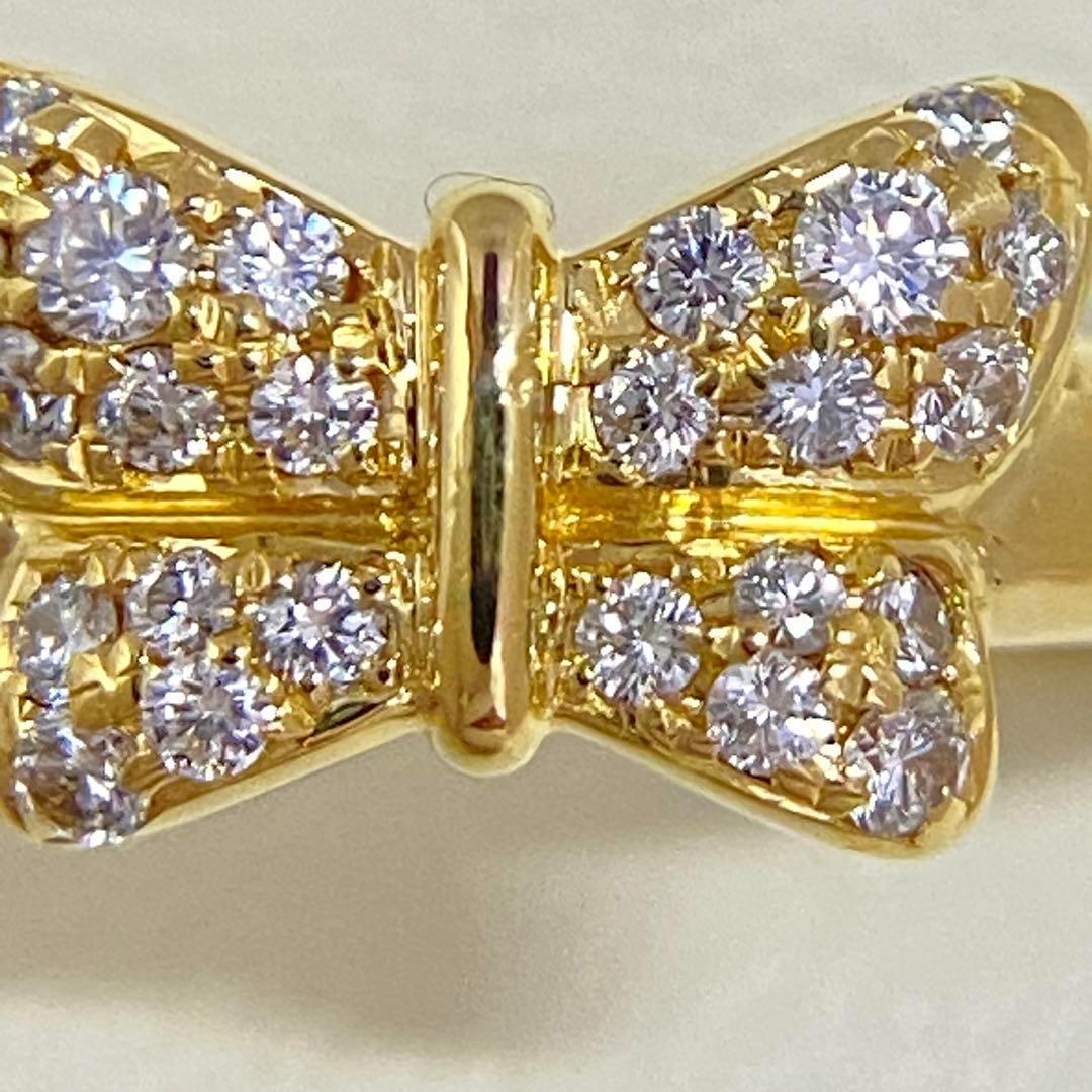 K18　天然ダイヤモンドリング　D0.20ct　サイズ12号　4.2ｇ　蝶