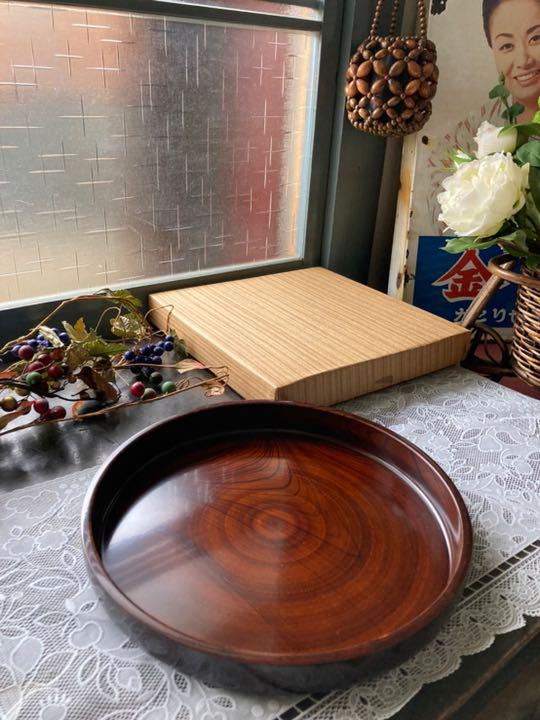 新品 未使用 丸盆 木製 トレイ ① インテリア 記念品