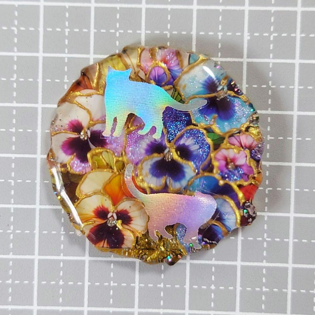 レジン　猫　ヘアゴム　ブローチ　ポニーフック　No.62