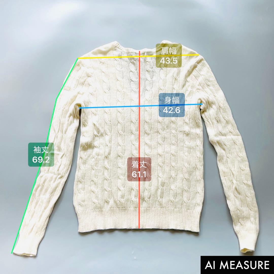 ポロラルフローレン ニットセーター ケーブル編み アイボリー M カシミヤ混