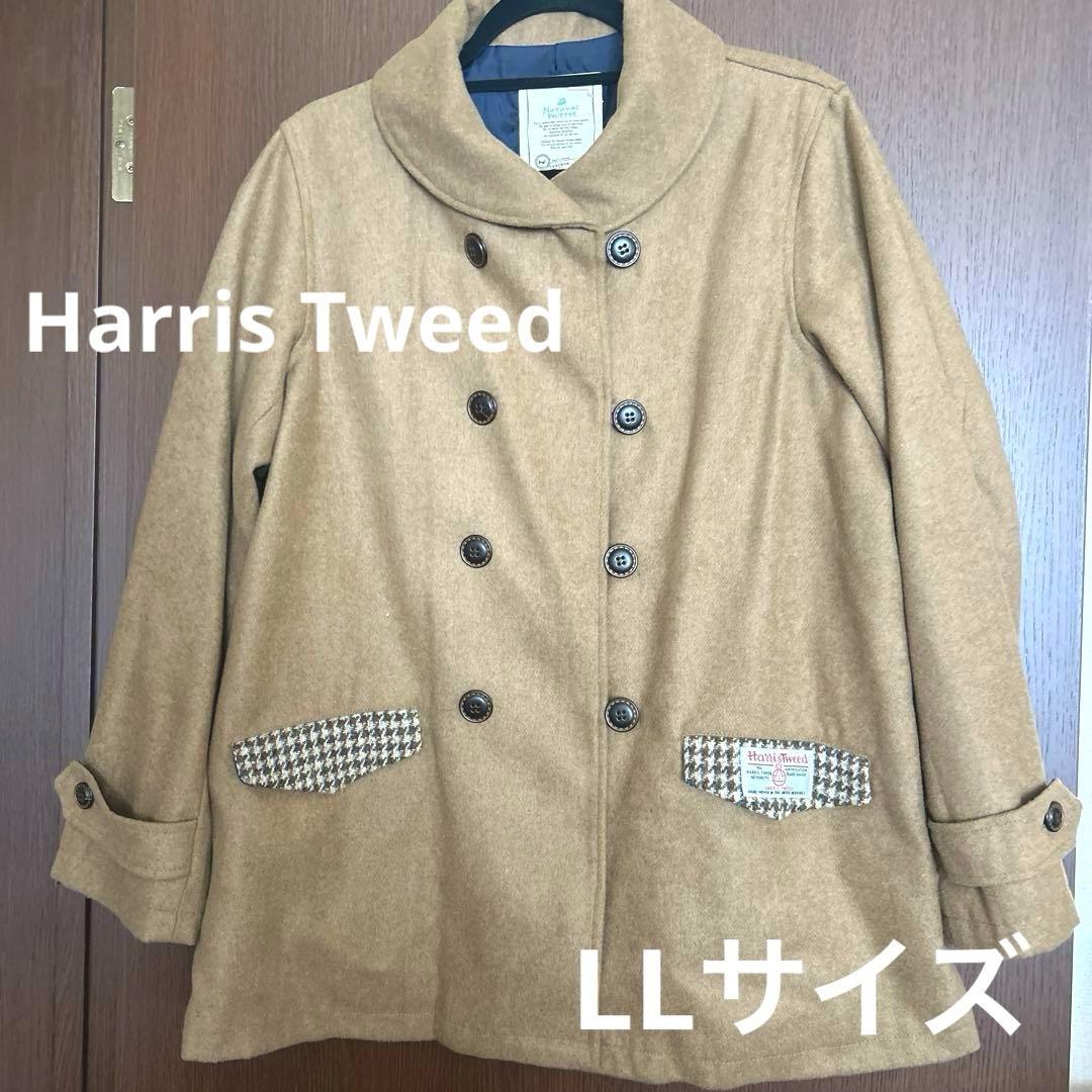 【未着用】Harris Tweed ダブルブレストピーコート　　LLサイズ①⑤⓪