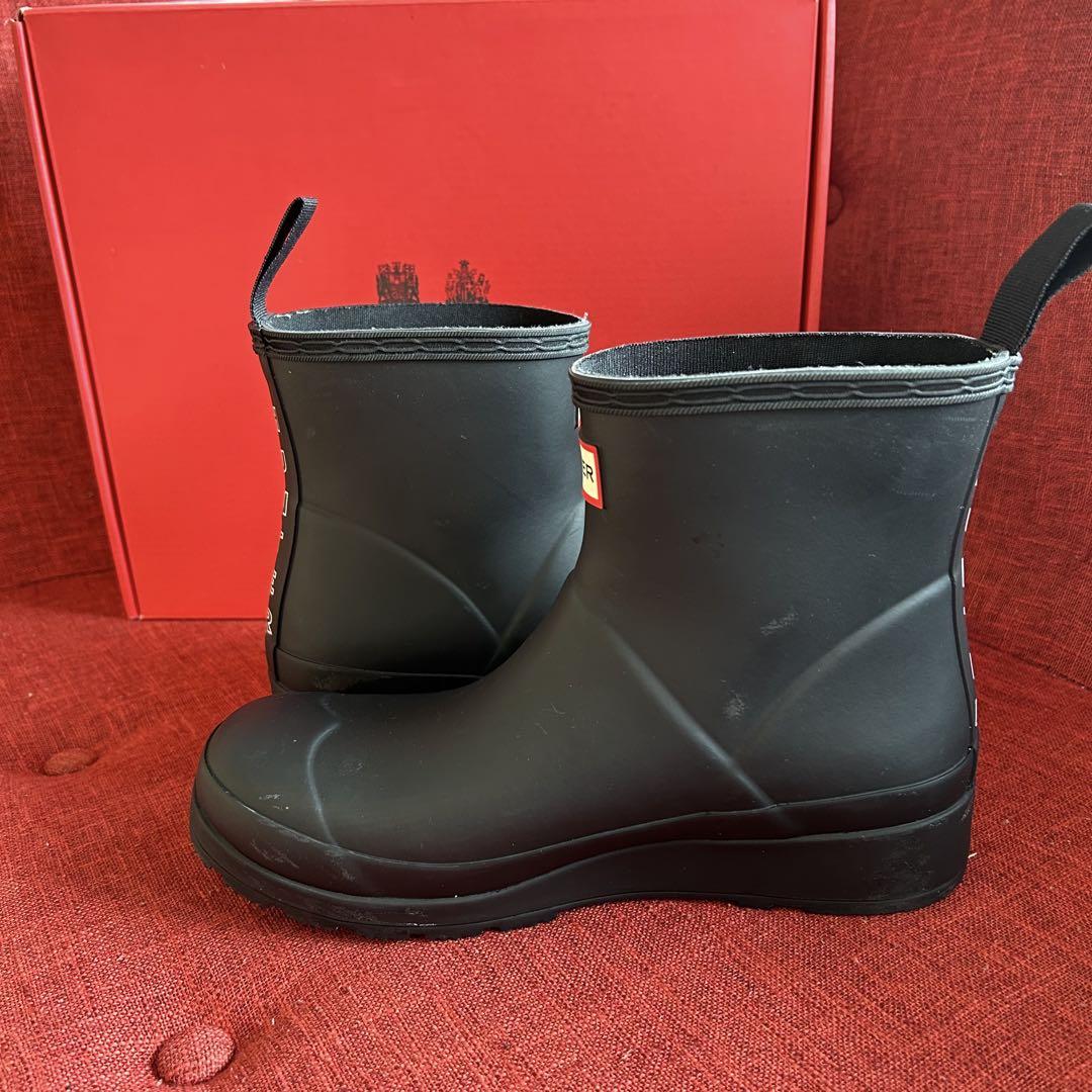 【美品】HUNTER☆BACKSTRAP PRINT BOOT 23センチ 黒色