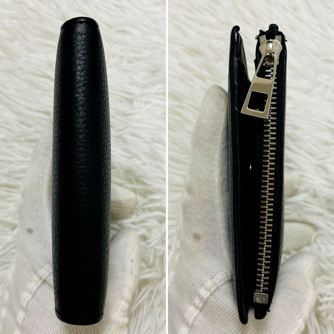 極美✨付属完備✨ロエベ 二つ折り財布 アナグラム コンパクト レザー 黒 現行 極美✨ロエベ 二つ折り財布 アナグラム コンパクト レザー