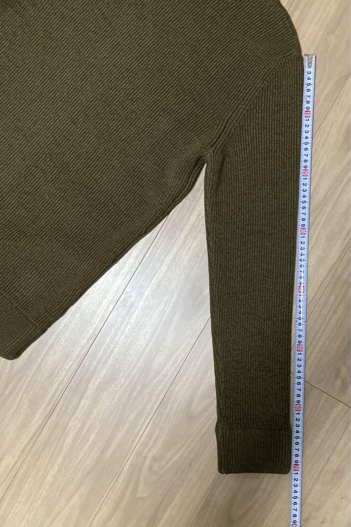 新品・Ｌ／メゾン マルジェラ ジップアップ リブニット カーディガン オリーブ