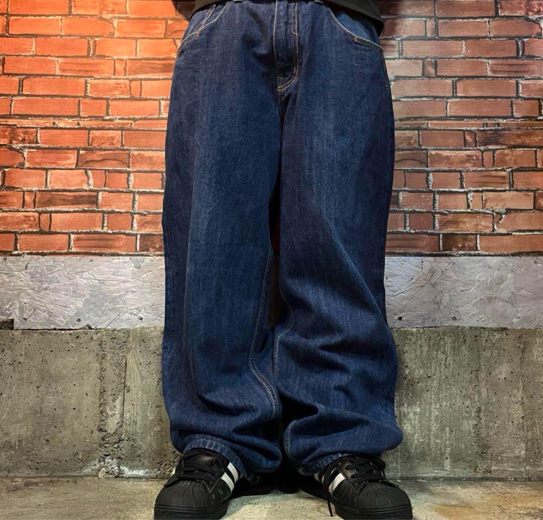 USA 古着 rocawear ブラックデニムパンツ ワイド バギー グランジ USA 古着 rocawear ブラックデニムパンツ ワイド バギー