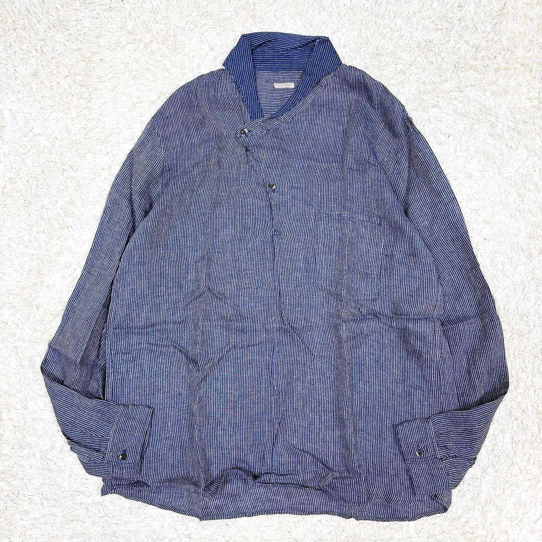 KAPITAL キャピタル 竹ストライプ リネン プルオーバーシャツ