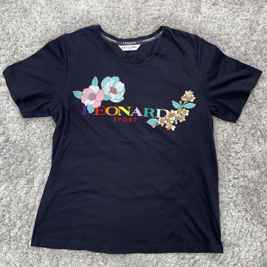るーくa622【LEONARD】L相当　黒　トップス　Tシャツ　刺繍