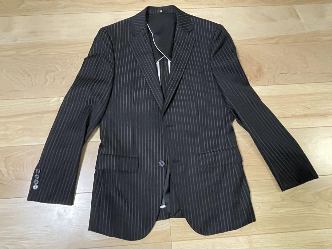 SUITSELECT A4 3ピース ★ ブラック ストライプ